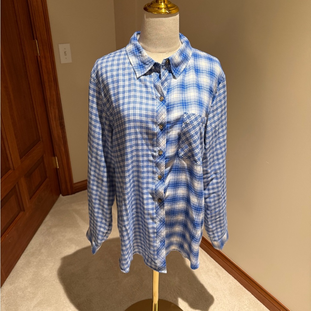 Maurices Blue and White Plaid Shirt